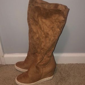Wedge tall boots,